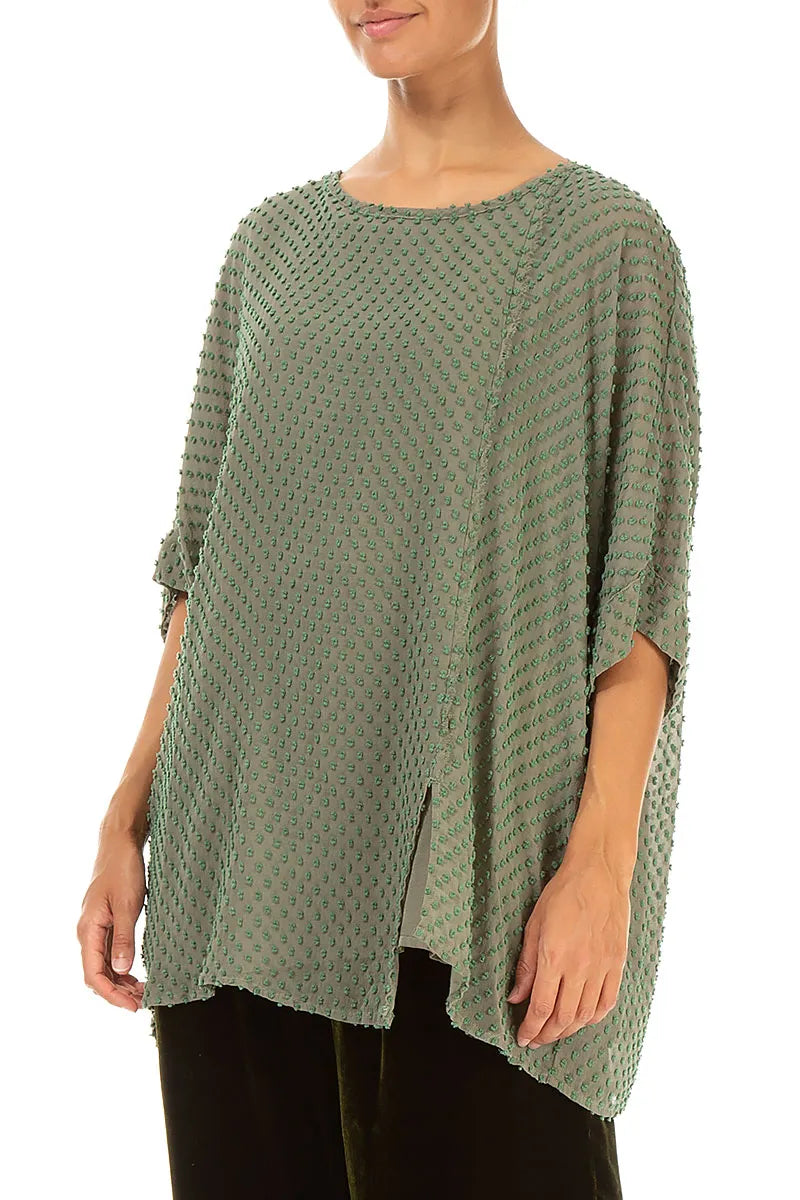 Forest Mist Dotty Silk Blouse 3