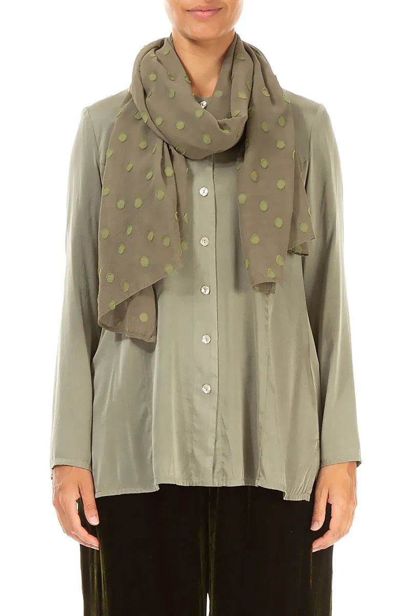 Forest Mist Light Dotty Silk Scarf 1