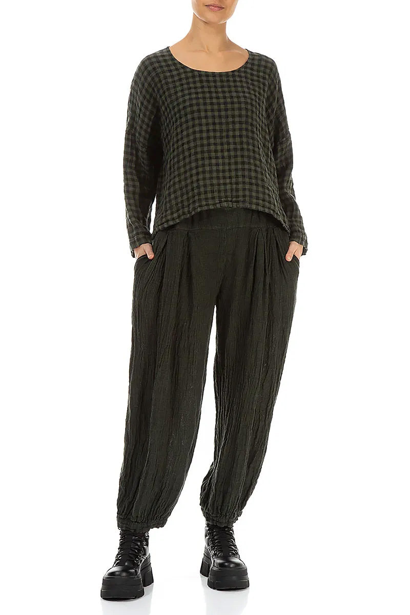 Forest Mist Mélange Linen Trousers 4