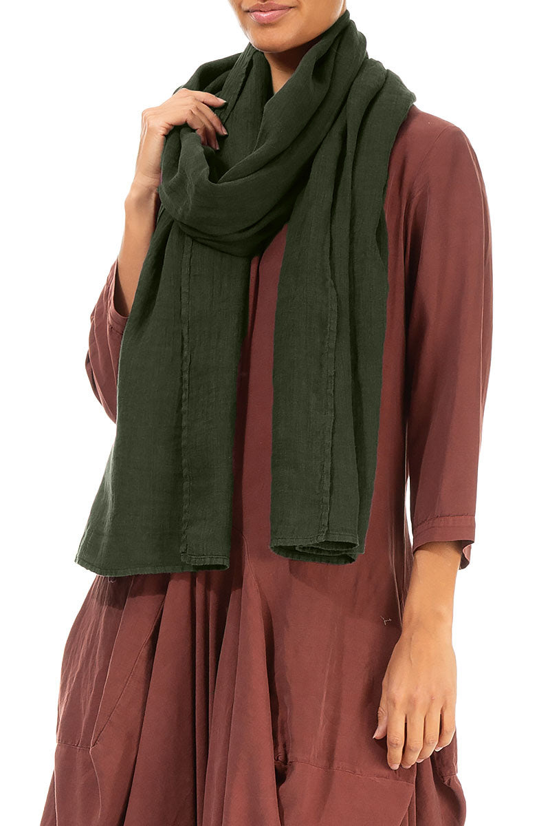 Forest Mist Soft Gauze Linen Scarf 3