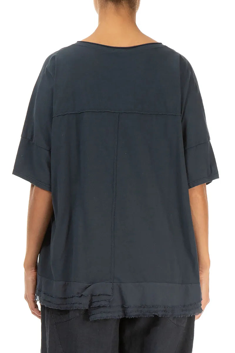 Frayed Hem Graphite Cotton Top 2