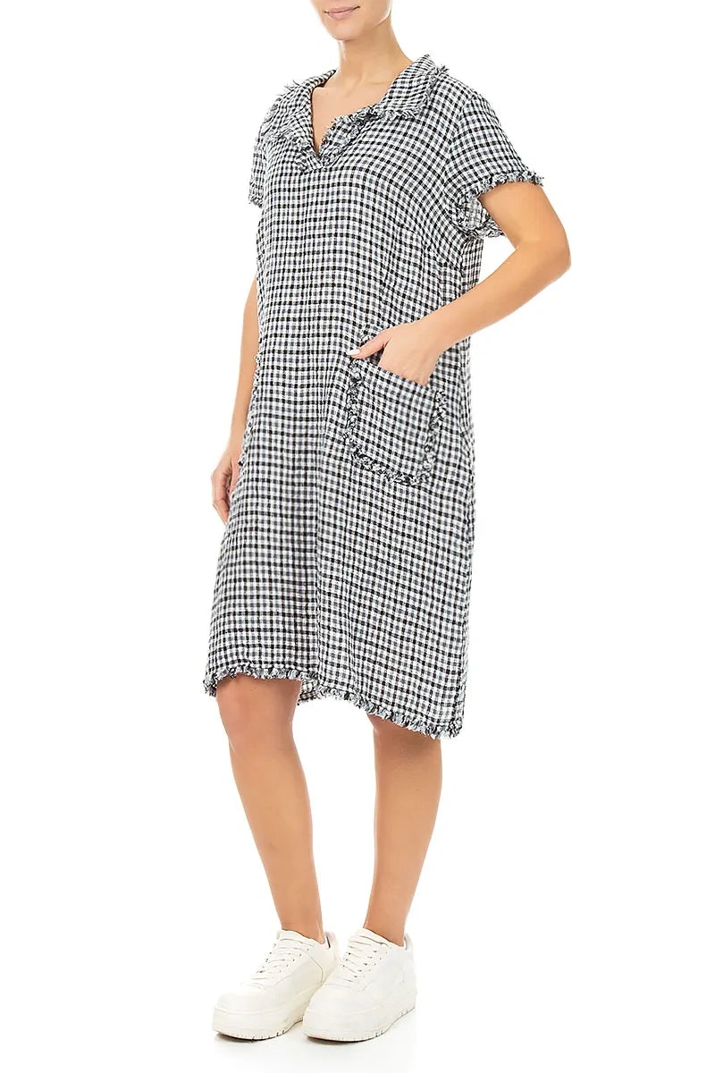 Frayed Heritage Check Linen Dress 3