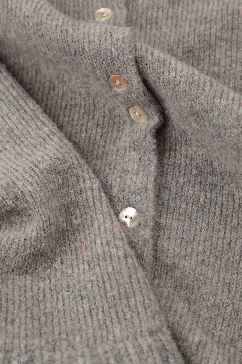 Frill Collar Beige Wool Cardigan 5