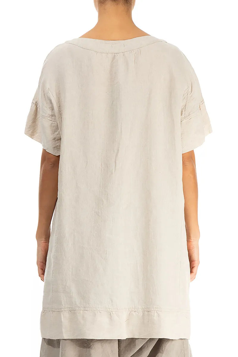 Robe tunique en lin naturel à volants