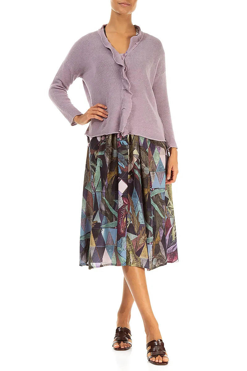 Frilled Neck Lilac Linen Cardigan 4