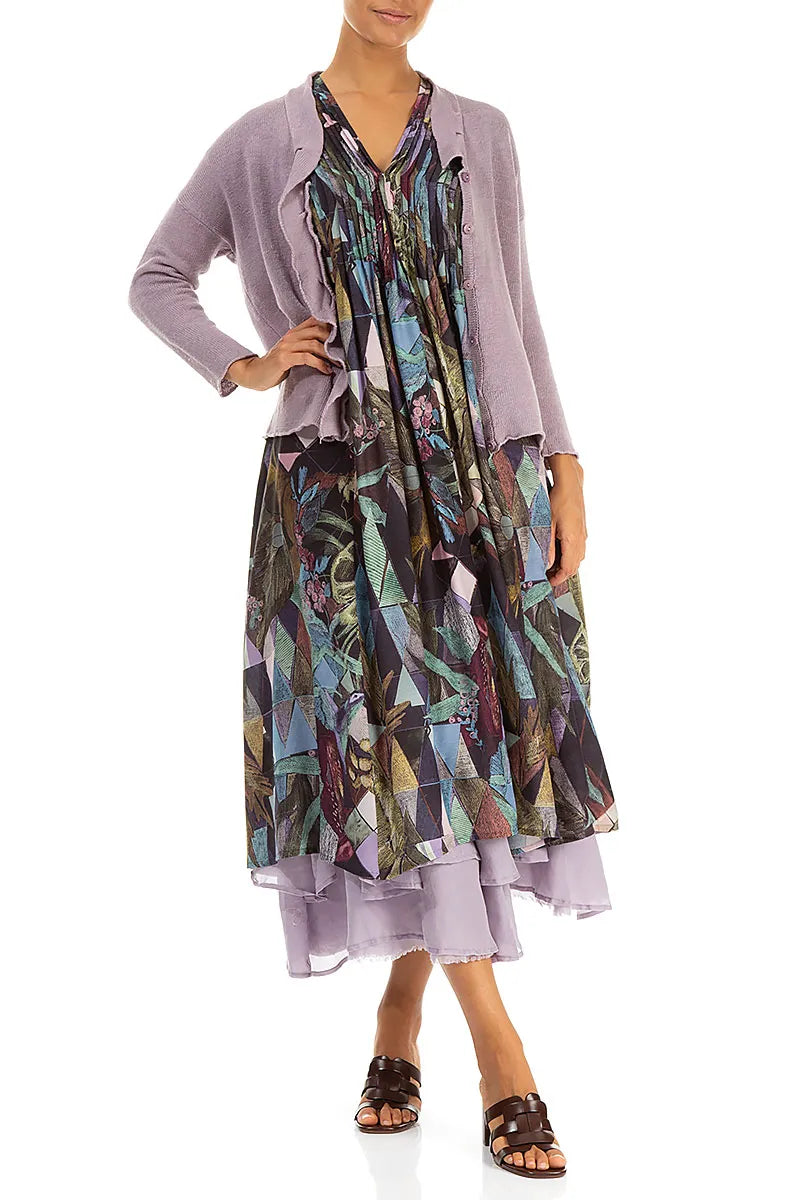 Frilled Neck Lilac Linen Cardigan 5