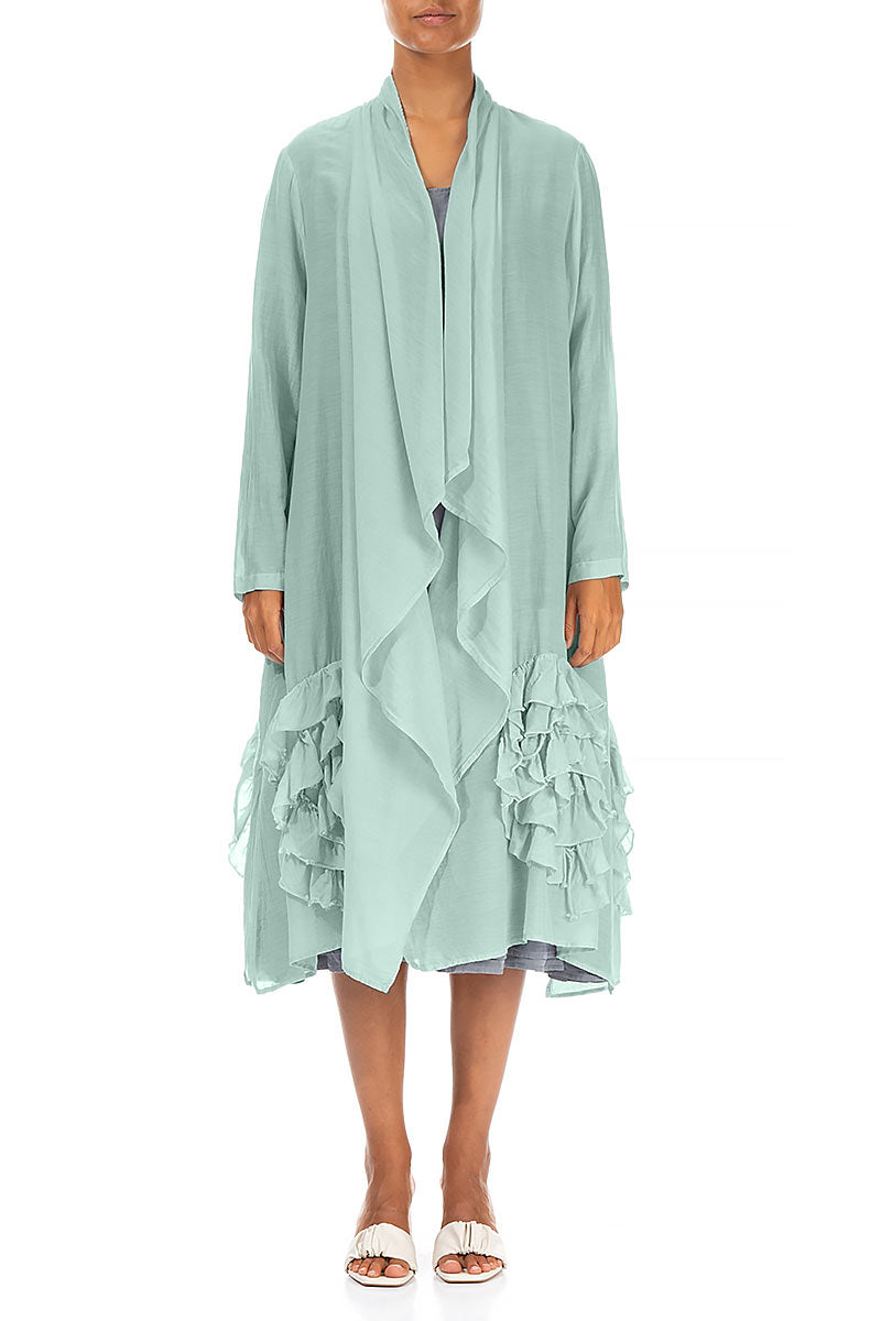 Frilly Flower Mint Silk Cotton Jacket 1