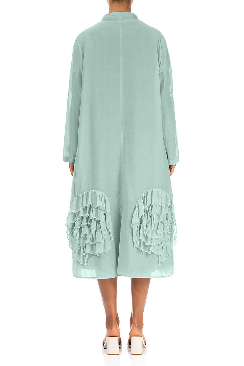 Frilly Flower Mint Silk Cotton Jacket 2