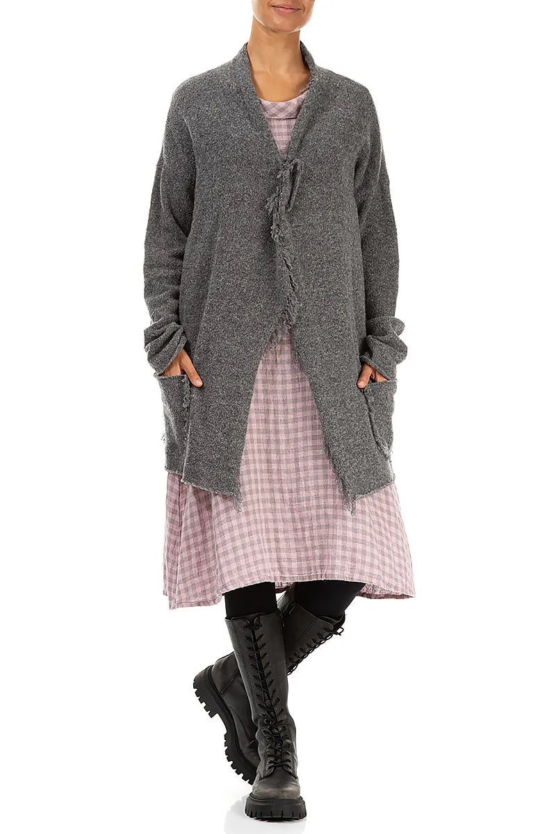 Fringed Grey Wool Cardigan 4