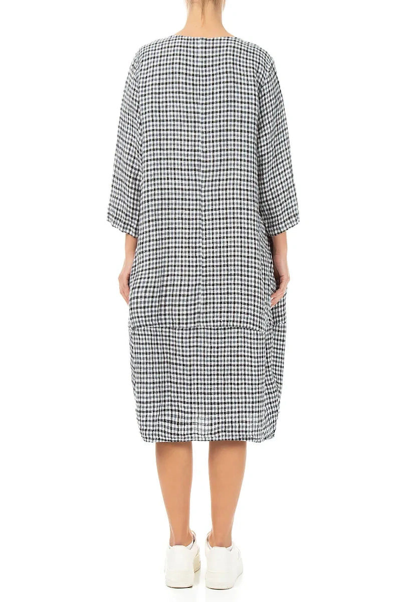 Front Pockets Heritage Check Linen Dress 2