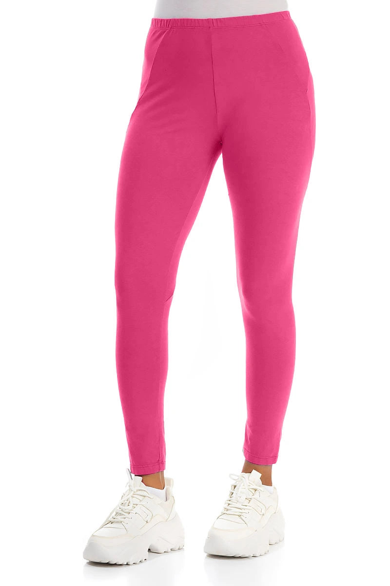Fuchsiafarbene Baumwoll-Leggings