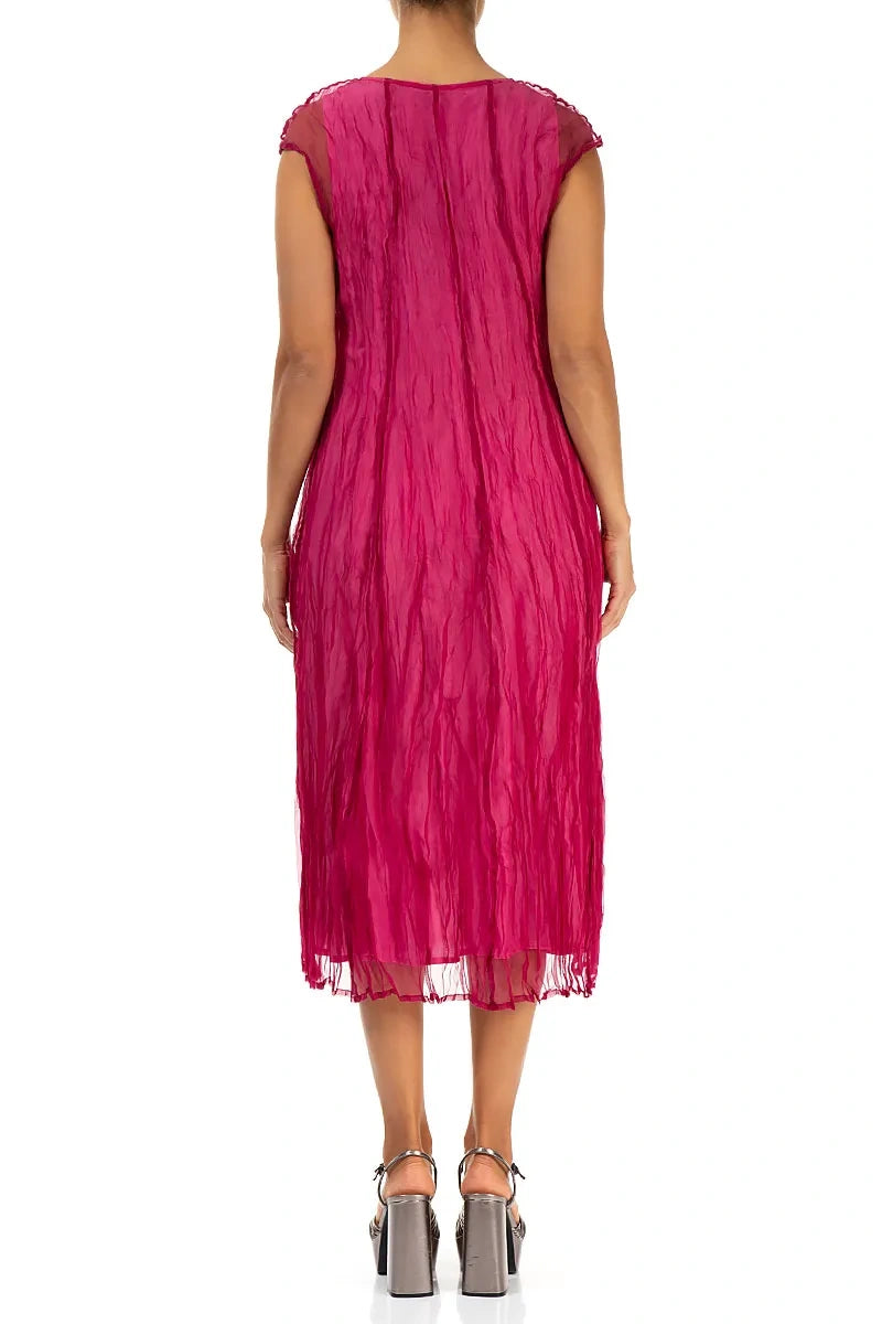 Fuchsia Crumpled Silk Chiffon Dress 3
