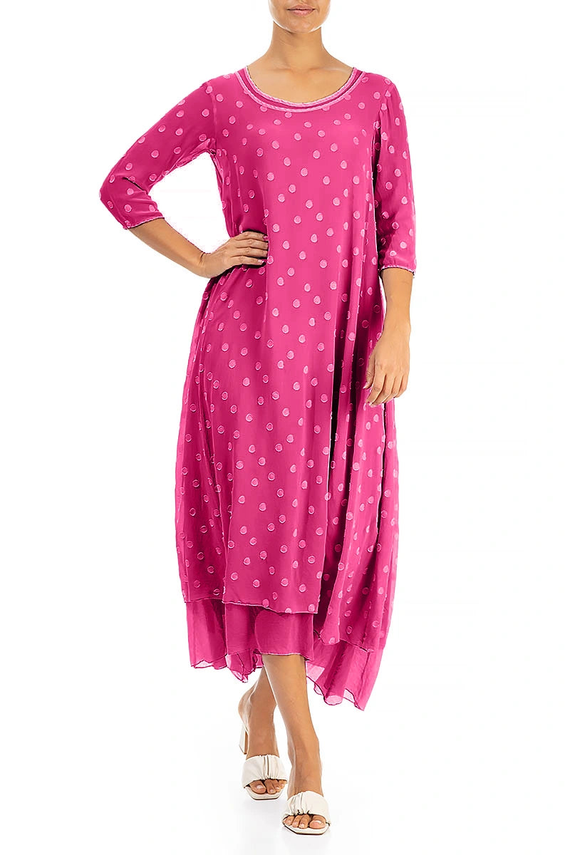 Fuchsia Dotty Silk Dress 4
