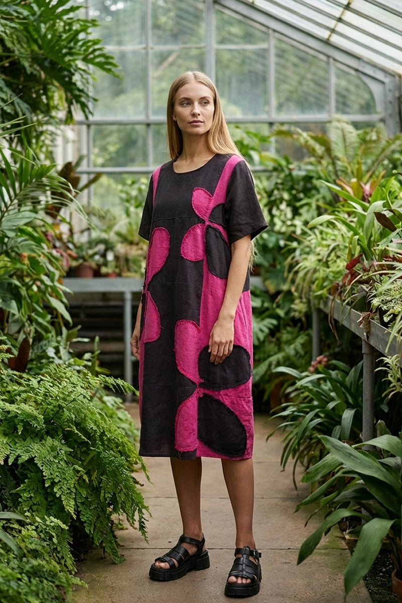 Fuchsia Petal Linen Dress XS