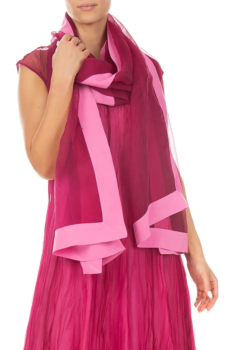 Fuchsia Silk Chiffon Scarf 3