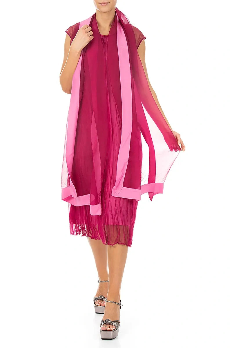 Fuchsia Silk Chiffon Scarf 2