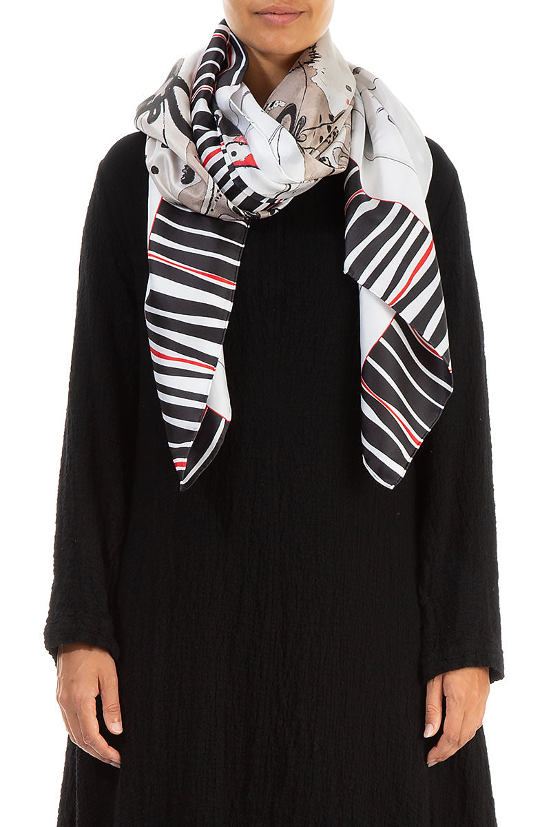 GRIZAS Abstract Art Pure Silk Scarf 1