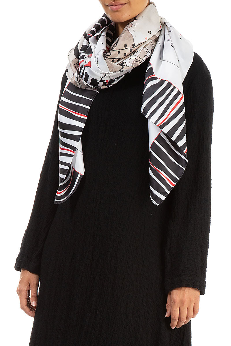 GRIZAS Abstract Art Pure Silk Scarf 3