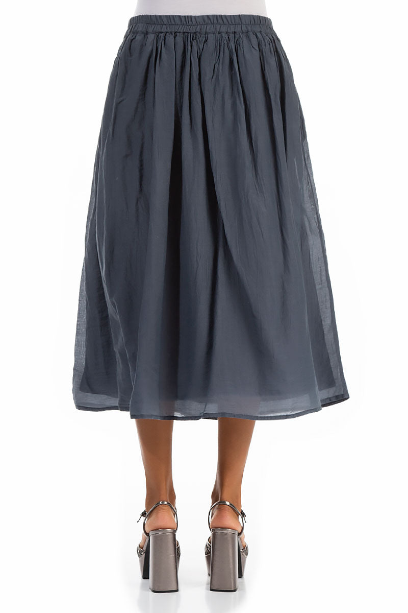 Gathered Graphite Silk Cotton Skirt