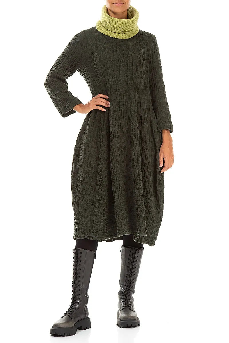 Golden Lime Knitted Wool Infinity Scarf 2