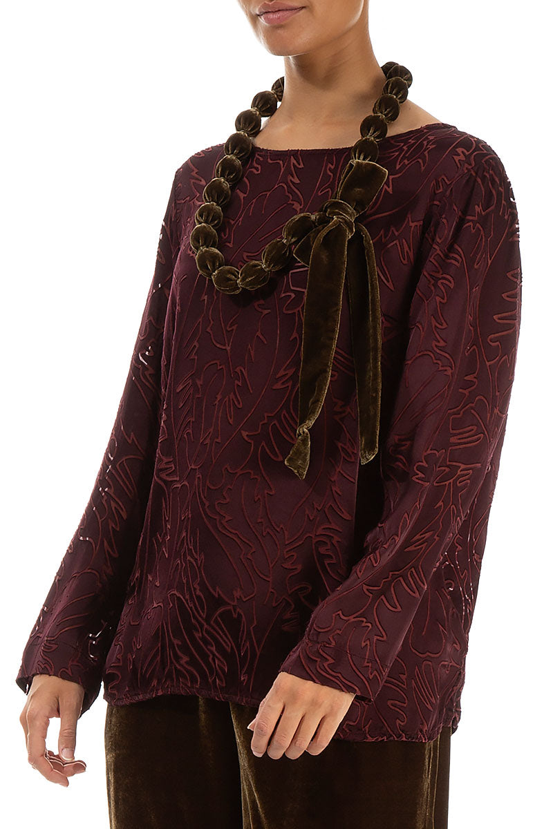 Golden Sage Silk Velvet Bead Necklace 3