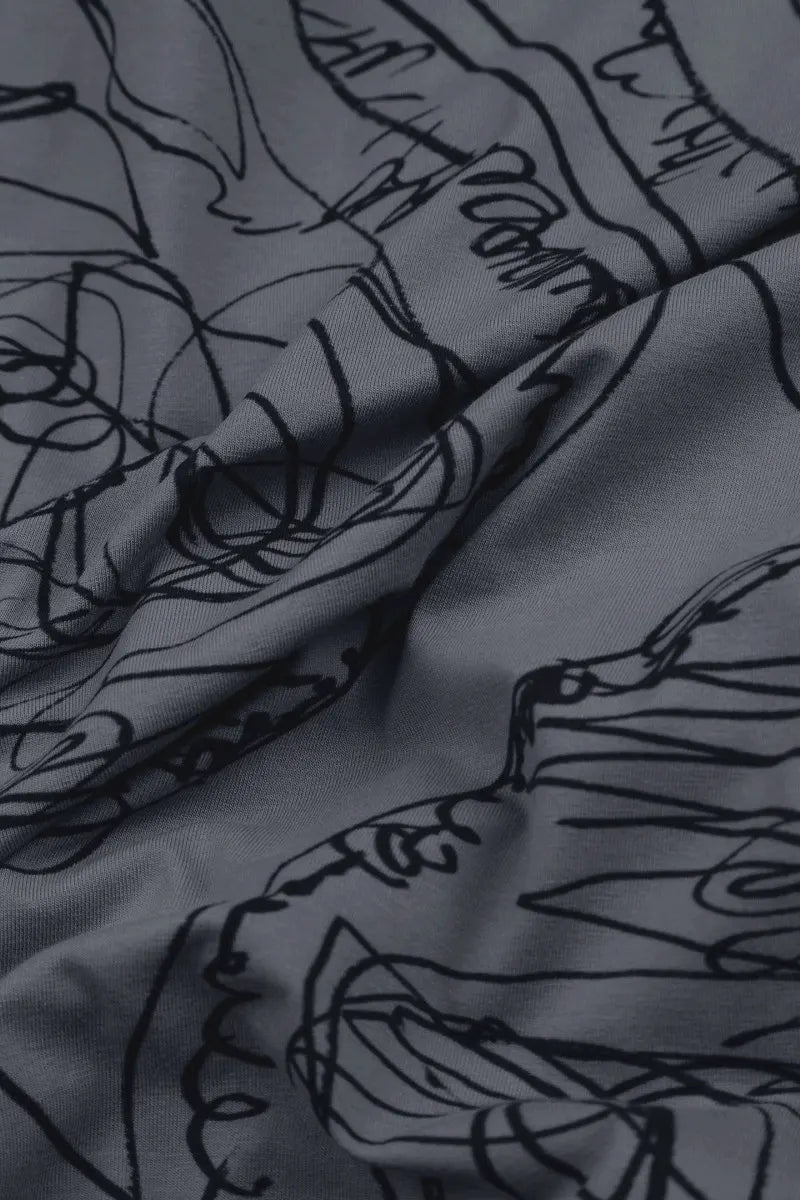 Graphite Abstract Draw Cotton Leggings 4