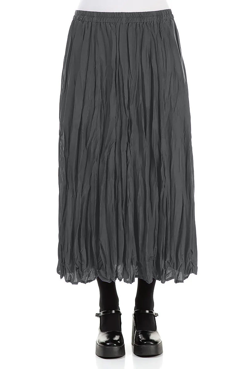Graphite Blue Crumpled Silk Bamboo Skirt 1