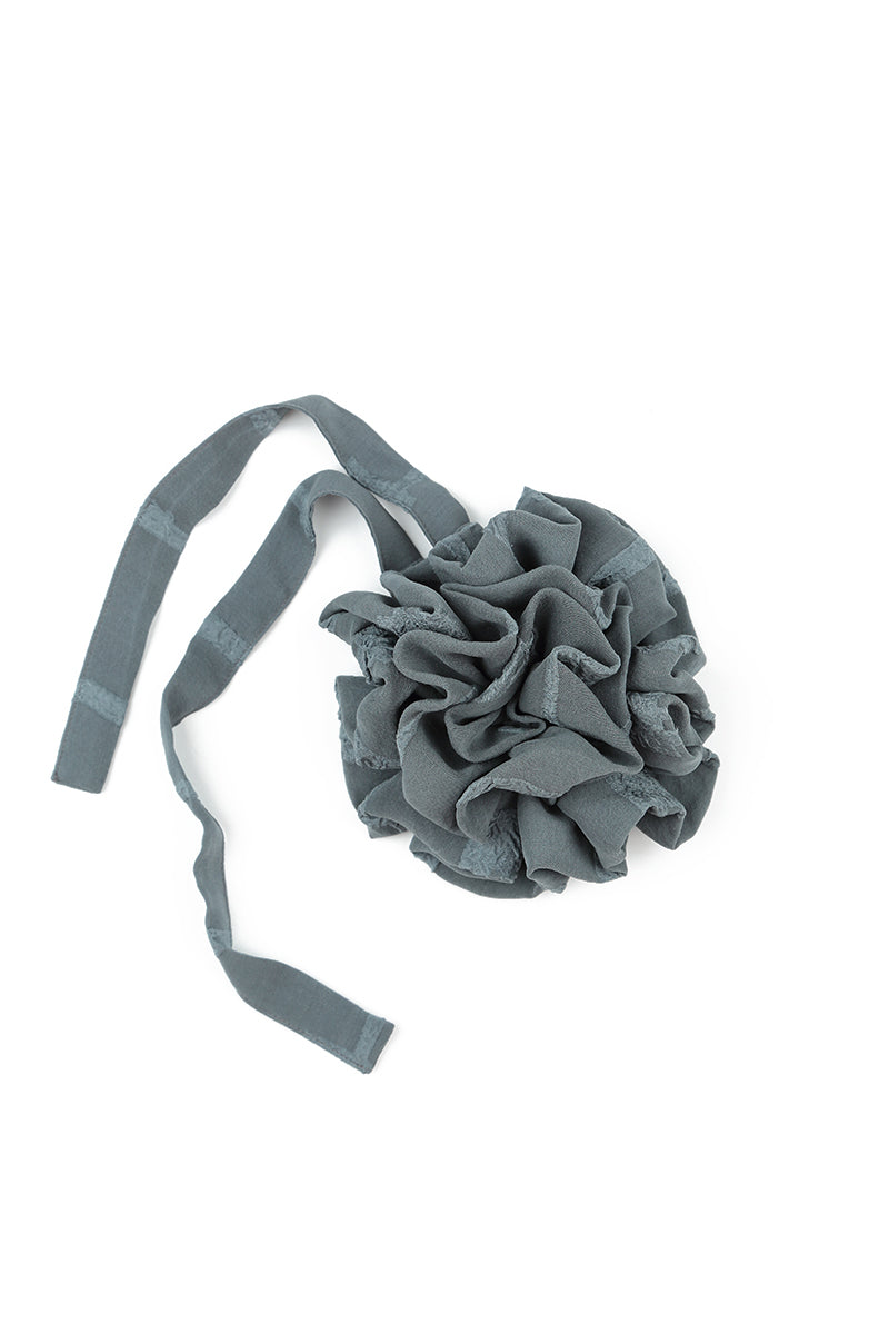 Graphite Flower Silk Choker Necklace