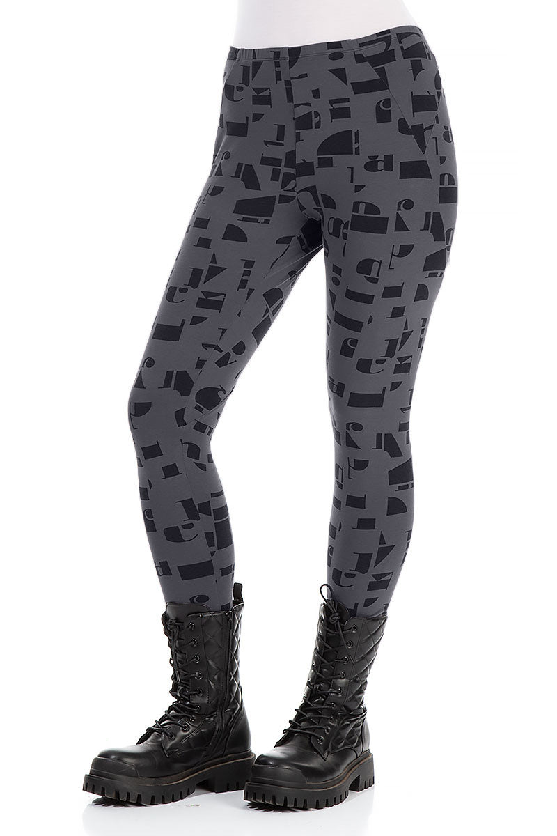 Graphite Letters Cotton Leggings 3