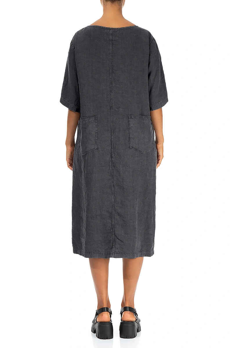 Graphite Linen Shift Dress