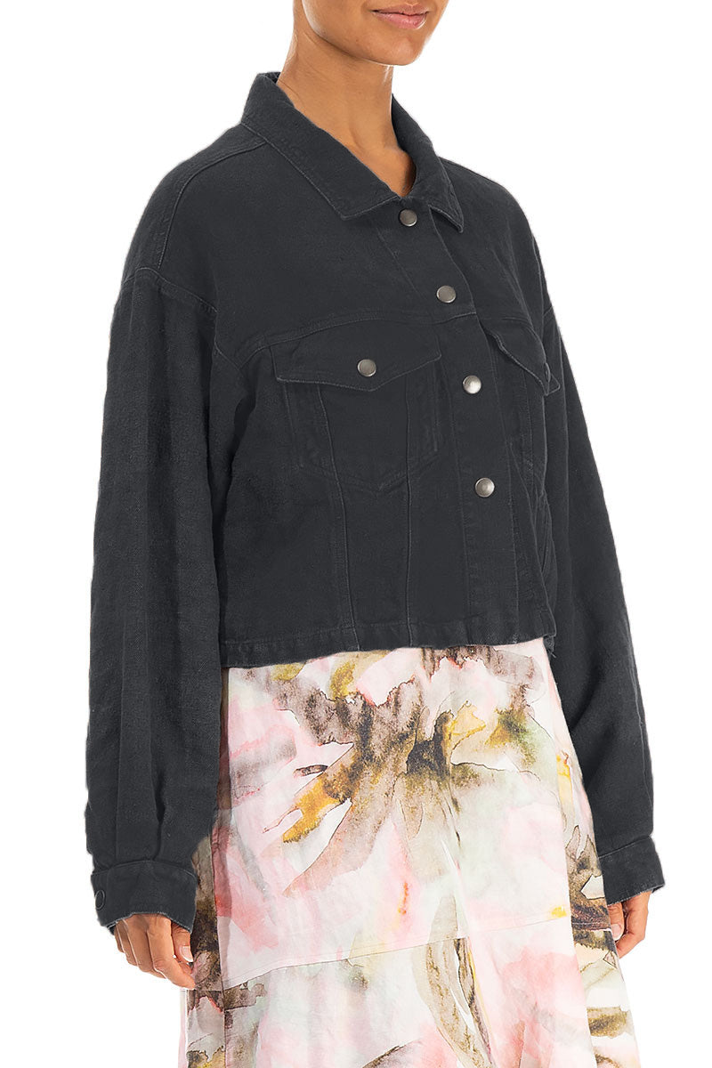 Veste camionneur en lin graphite