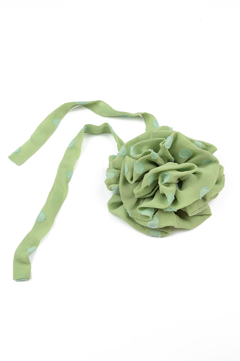 Green Sorbet Dotty Flower Silk Choker Necklace