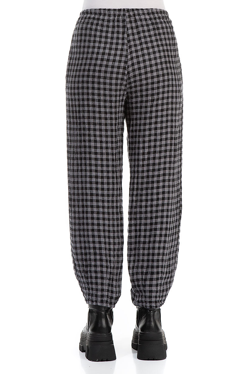 Grey Check Linen Pencil Trousers 2