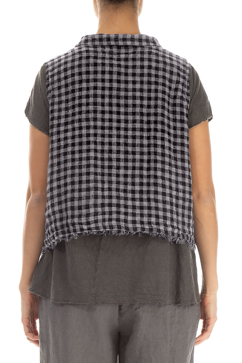 Grey Check Linen Vest 2