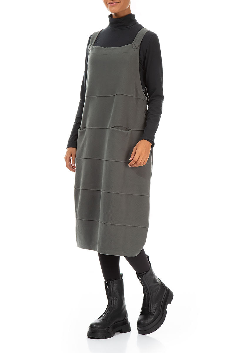 Grey Cotton Jersey Balloon Pinafore Dress 3