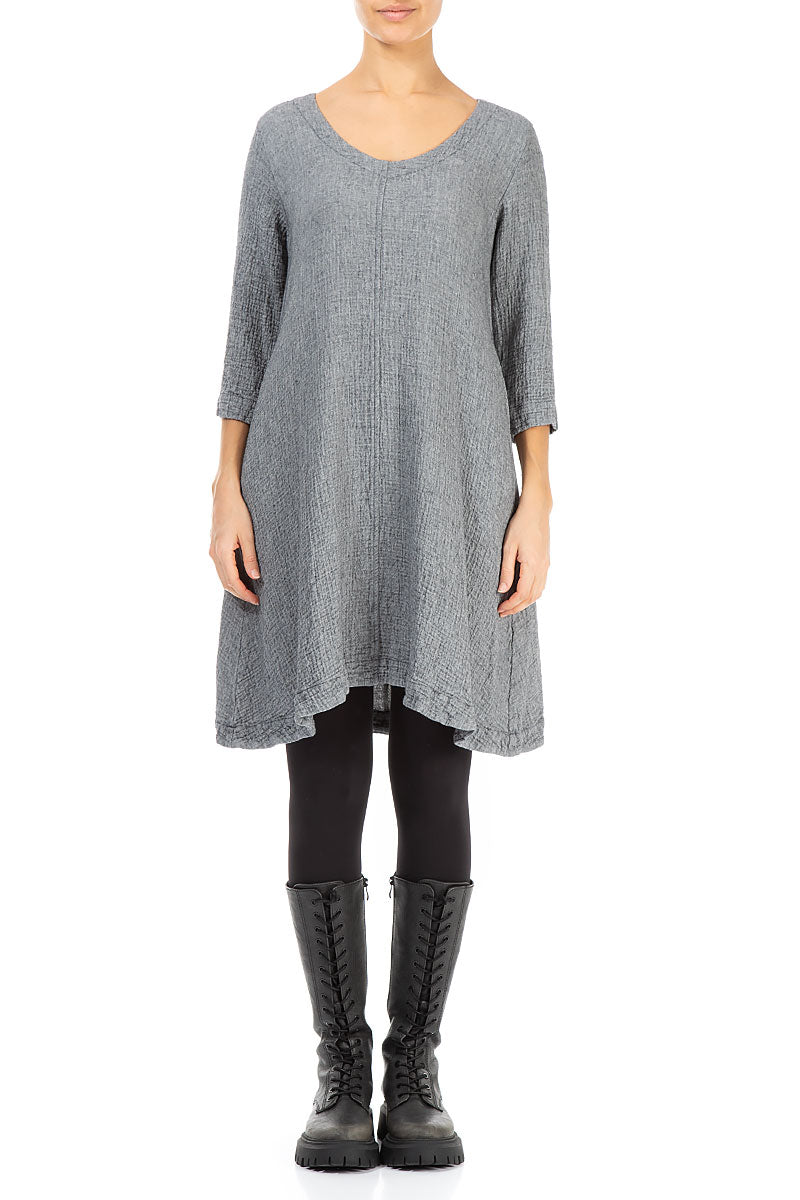 Grey Wool Midi Tunic Dress