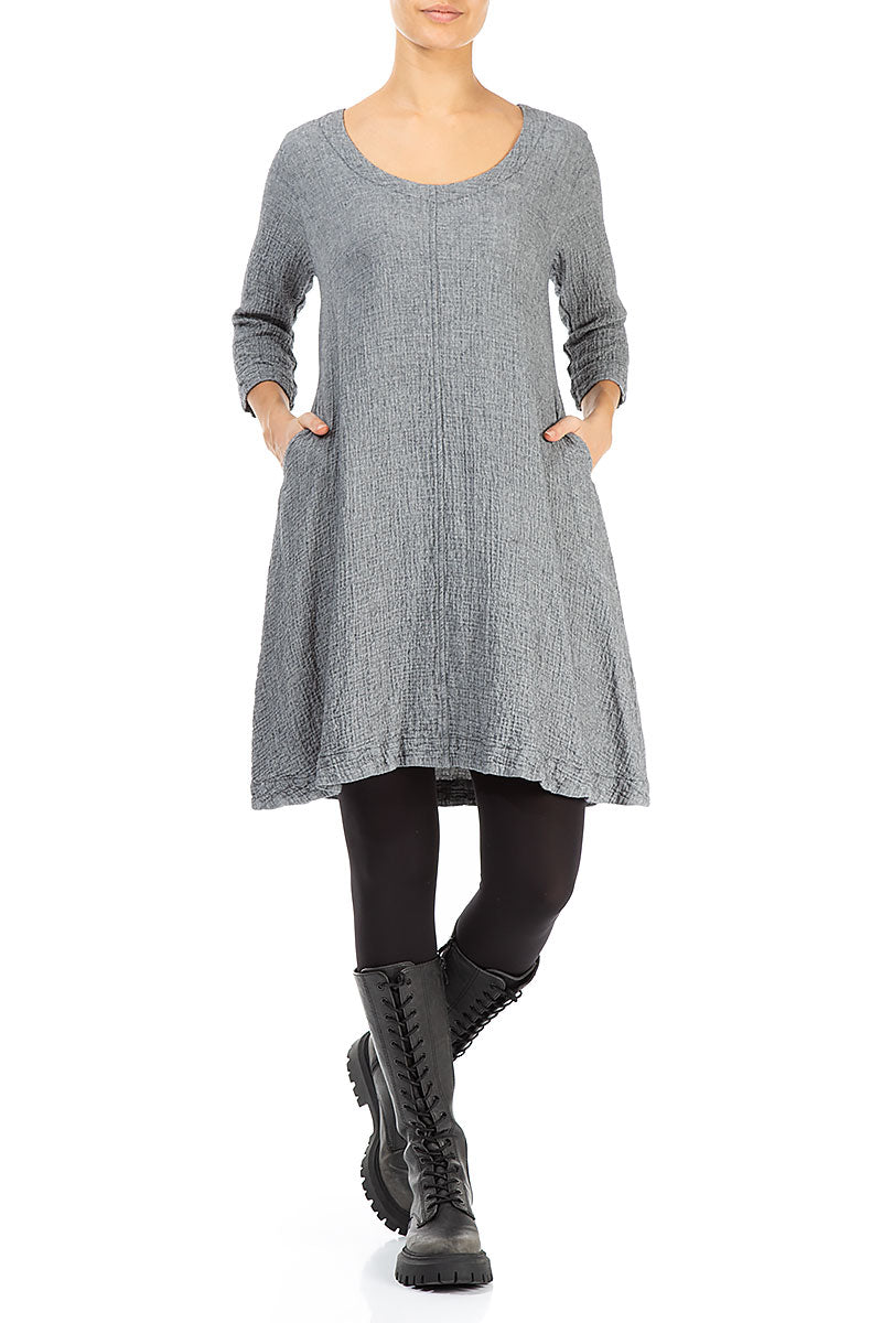 Grey Wool Midi Tunic Dress 4