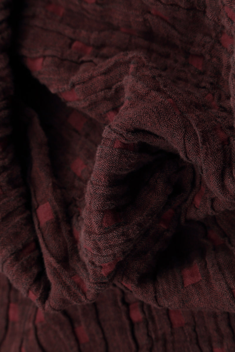 High Collar Merlot Textured Linen Jacket 6