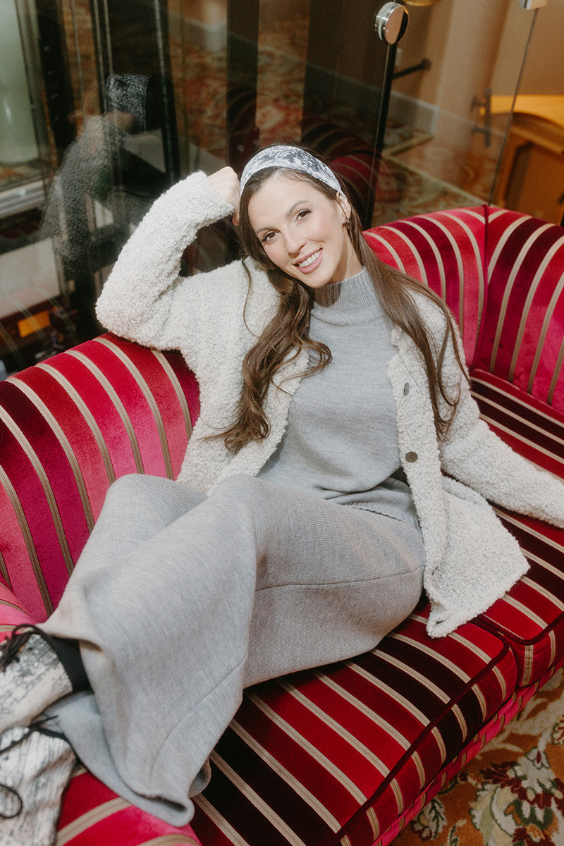 High Neck Grey Knitted Wool Jumper 1