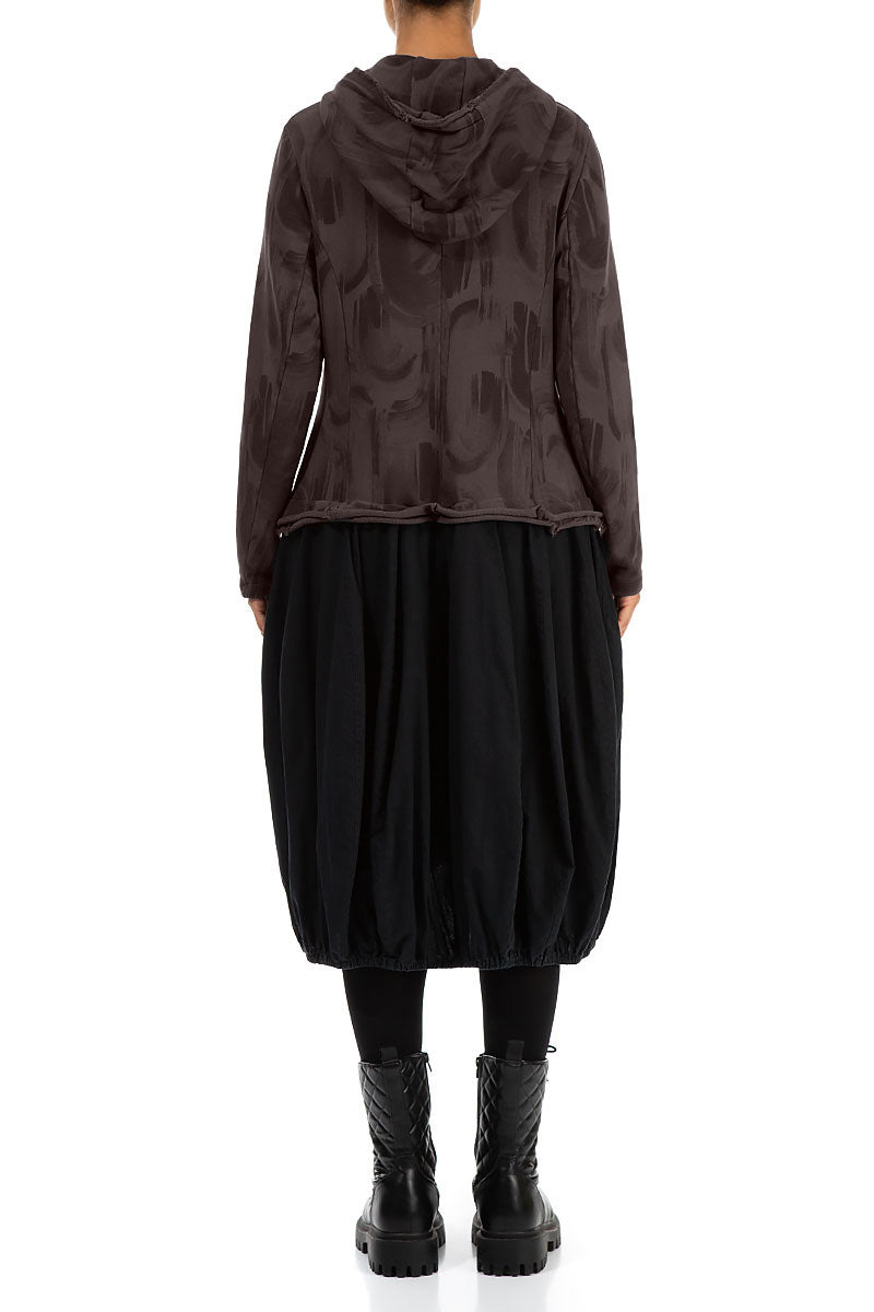 Hooded Forest Brown Paintwave Cotton Jacket Dress 2