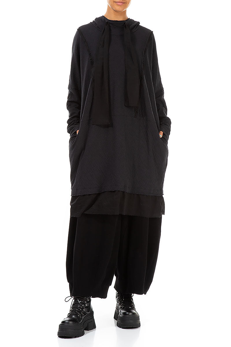 Hooded Grey Wavy Cotton Tunic 4