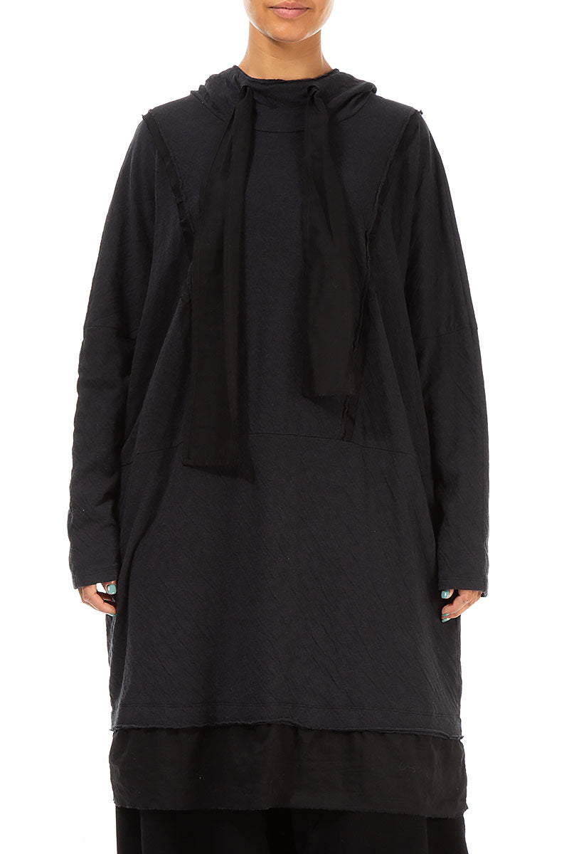 Hooded Grey Wavy Cotton Tunic 1