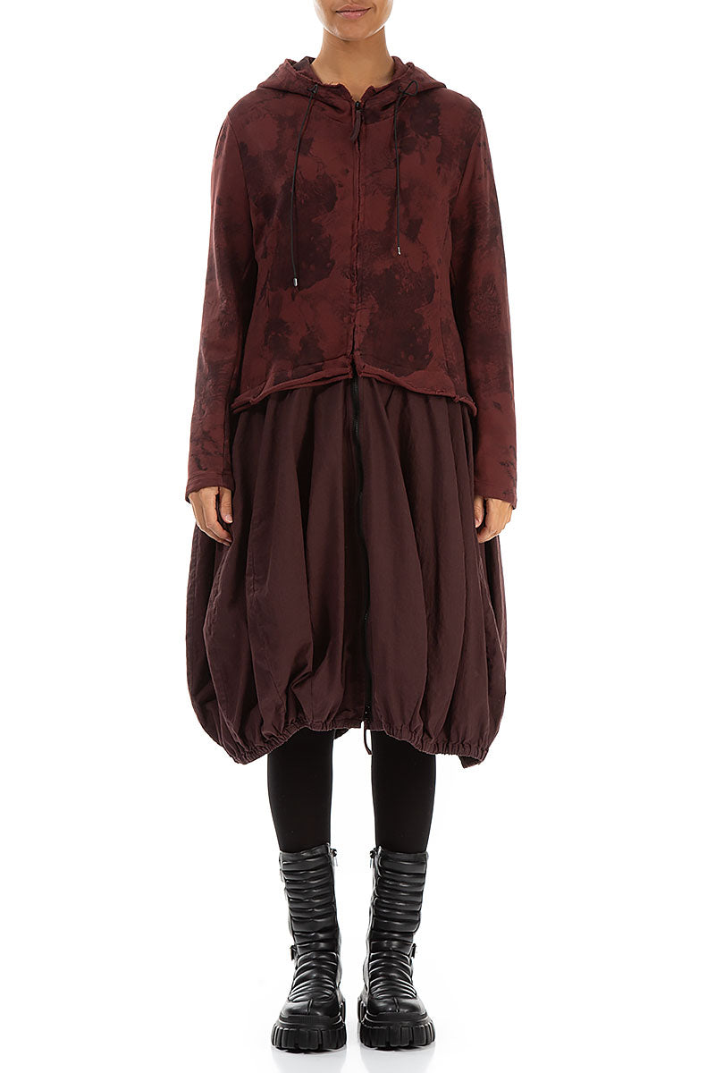 Hooded Merlot Alabaster Cotton Jacket Dress 1