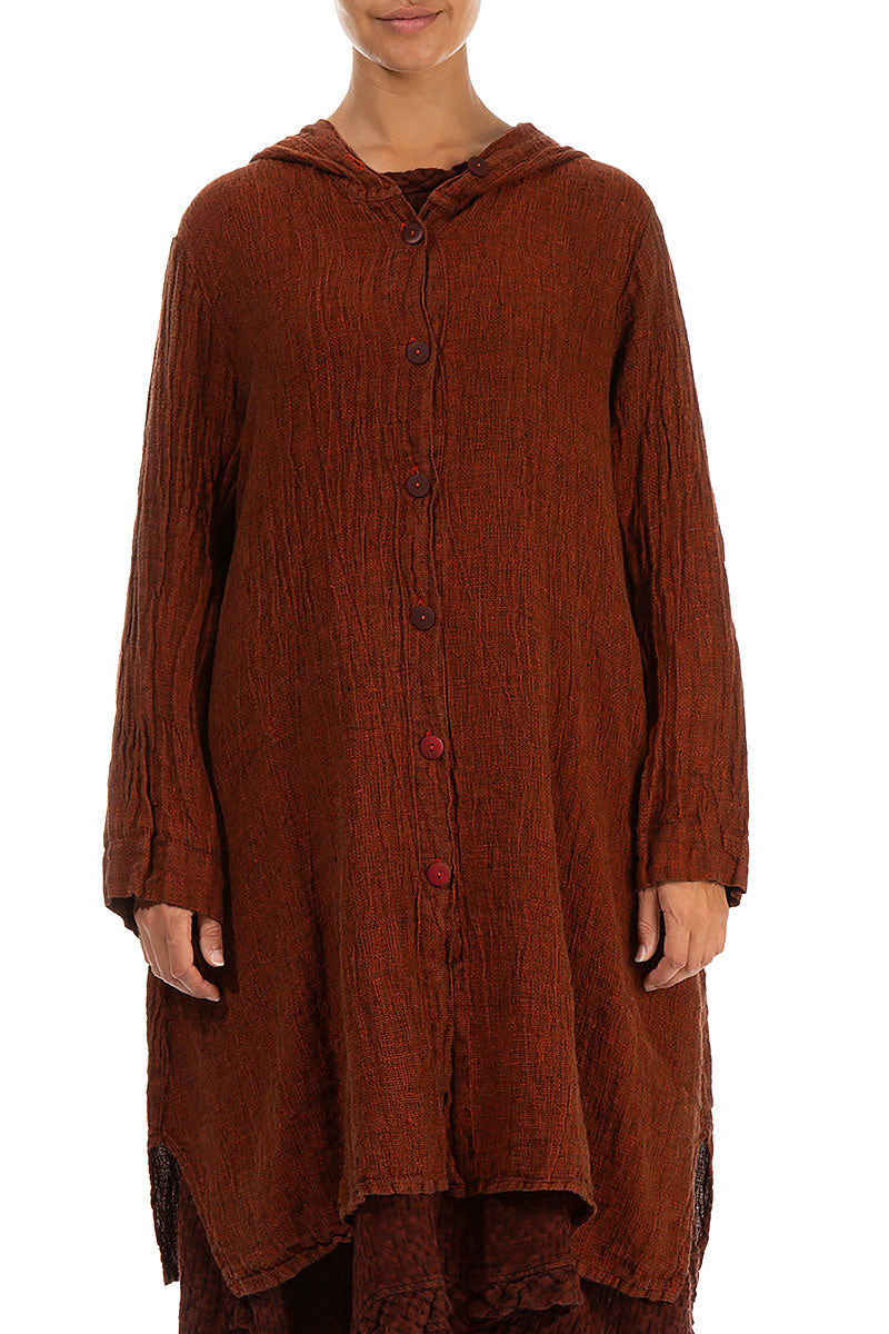 Hooded Saffron Mélange Linen Jacket 1