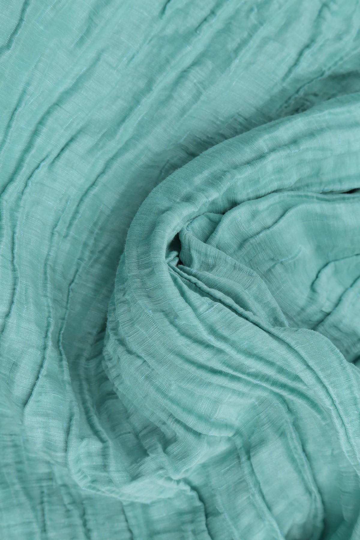 Horizontal Hem Crinkled Mint Silk Linen Blouse 5