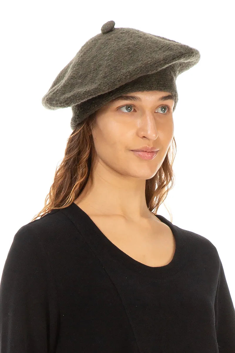 Khaki Knitted Wool Beret 3