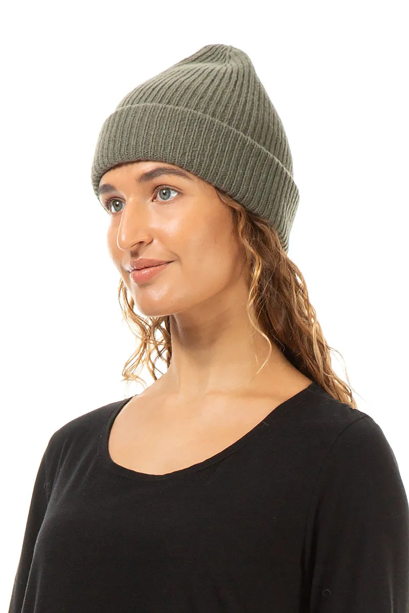 Khaki Soft Wool Beanie Hat 1