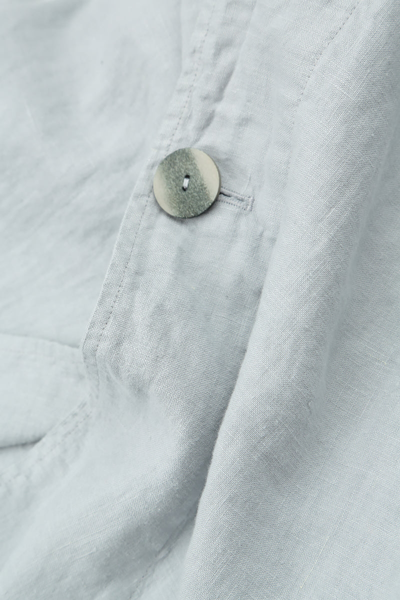 Single Button Silver Grey Linen Blazer Jacket 5