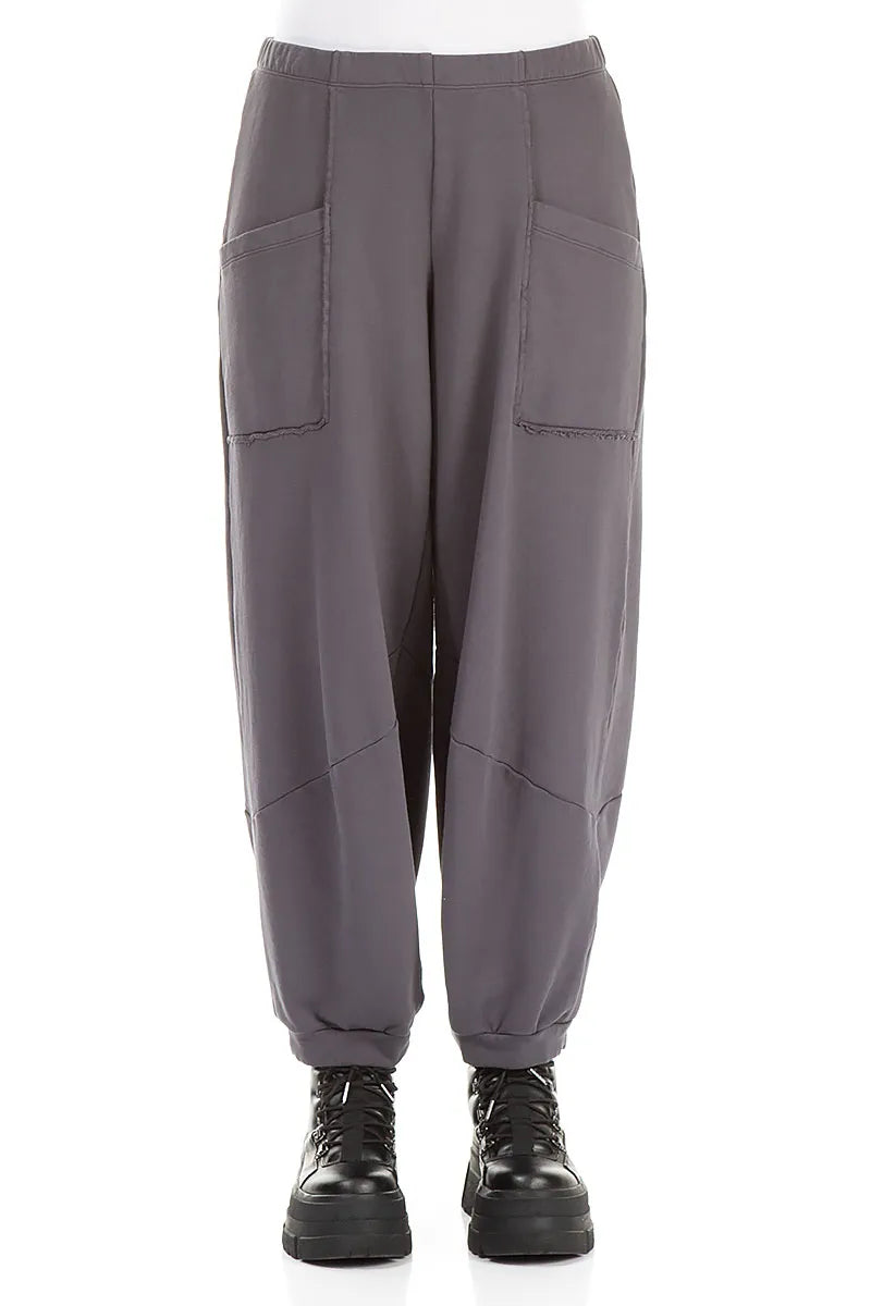 Large Pockets Graphite Cotton Trousers 1