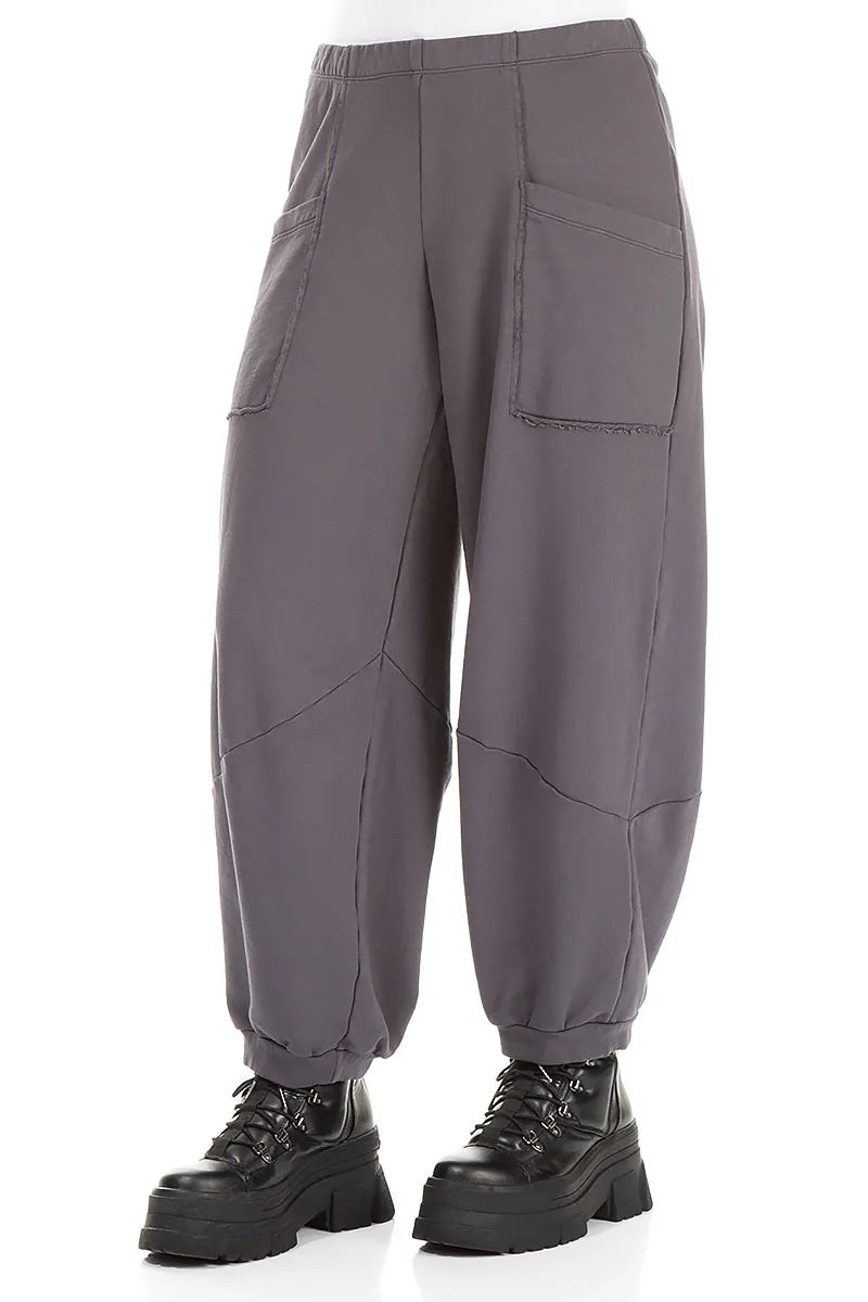 Large Pockets Graphite Cotton Trousers 3